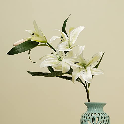 Image of Pure Home and Living White Lily Faux Flower Stem 1 Piece