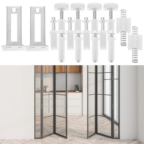 Kit de Herrajes para Puerta Bifold de Closet en Acero Inoxidable y Plástico con Pivotes Superior e Inferior para Instalación Estable y Fácil miniatura 5