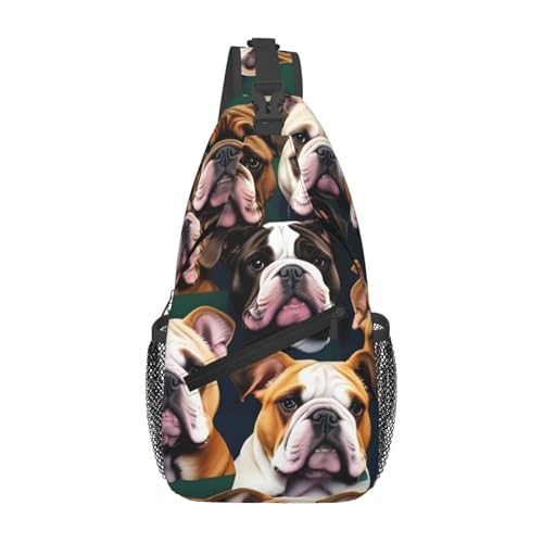 Mochila bandolera con diseño Bulldog inglés para trekking miniatura 1