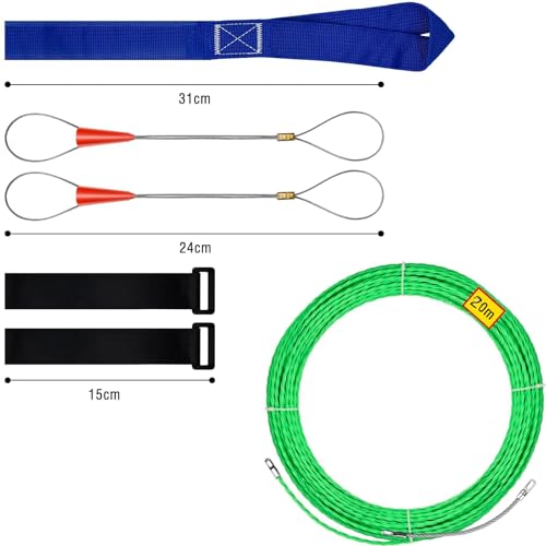 Image of 20M Wire Puller for Electrician, Wire Lead Threading Device Tool, Easy to Use Wiring Spring Cable Snake Kit for Conduit, Home & Office Network Installations