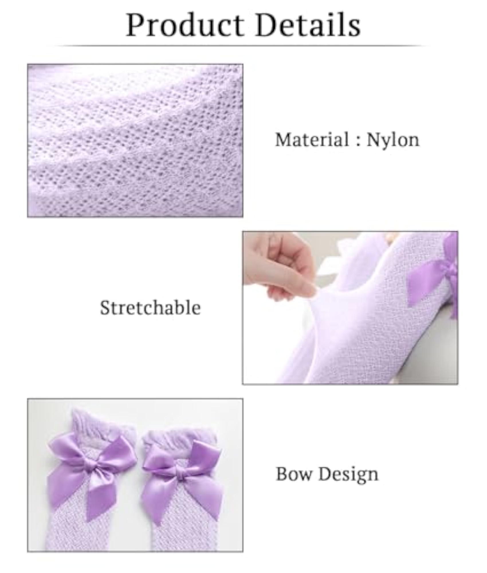 Mesh Nylon Bow Over The Knee Socks for Infants