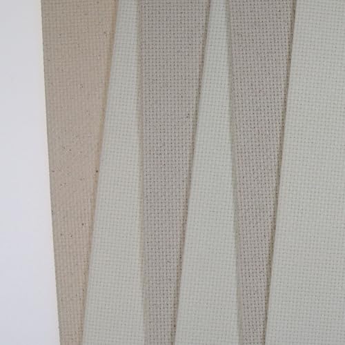 Image of KCS 6 pc of 12 inch x 18 inch(30cmx45cm) 14CT Counted Cotton Aida Cloth Cross Stitch Fabric (Antique White+Oatmeal)