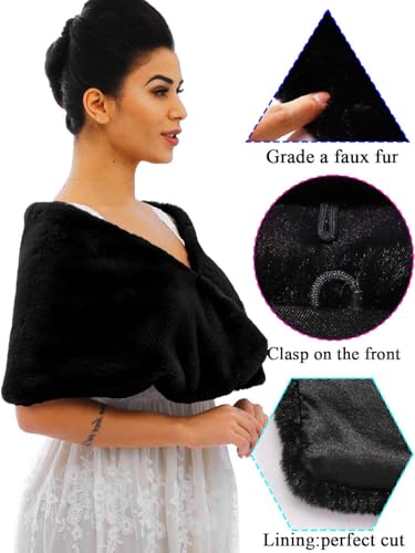 Women's Faux Fur Shawls and Wraps Wedding Fur Stole Bridal Shrug for Bride and Bridesmaid3