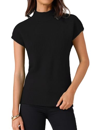 Allegra K Women's Mock Neck Sweater Vests Casual Cap Sleeve Knit Pullover Tank Tops 2025