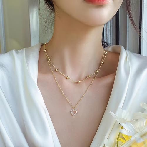 Collier double couche cœur en or, le pendentif de mariage idéal à offrir
