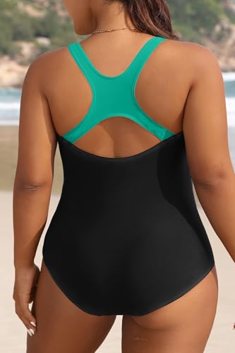 Image of Aqua Eve Plus Size Swimsuits Athletic One Piece Bathing Suit for Women Tummy Control Slimming Swimwear