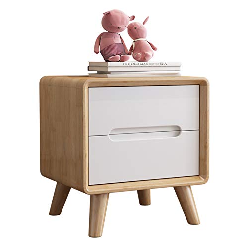 JXRYFMCY Nachttische Beistellschränke Scandinavischer Stil Massivholz gebogener Bettkabinett Zwei Schubladenbettkabinett Lagerschrank Schrank Nachttisch (Color : B, Größe : ONE Size) Cover