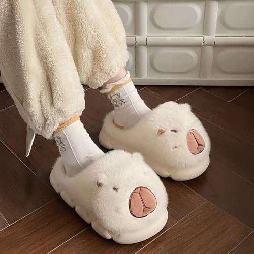 Capybara Slippers for Women With 5 Pcs Cute Socks Plush Cartoon Slide Sandals Fuzzy Indoor Outdoor Cozy House Shoes3