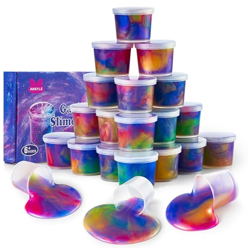 Ankyle 24 Pack Galaxy Slime Party Favors for Kids Slime Cup Bulk Stretchy & Non-Sticky DIY Stress Relief Putty Toy Birthday Halloween Christmas...