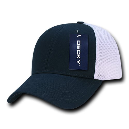 DECKYLow Crown Air Mesh Baseball Cap, Navy/White