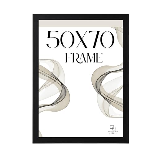 EMPORIUM RETAIL FRAMES Black 50X70cm Picture Frame - 500x700mm Black Poster Frame Wood, Styrene Acrylic Glass, MDF Back & Hooks - Portrait or Landscape Ideal for Gallery Wall Decorations - Image 8