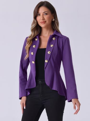 Allegra K Women's Casual Jacket Steampunk High Low Hem Open Front Long Sleeves Work Peplum Blazer2