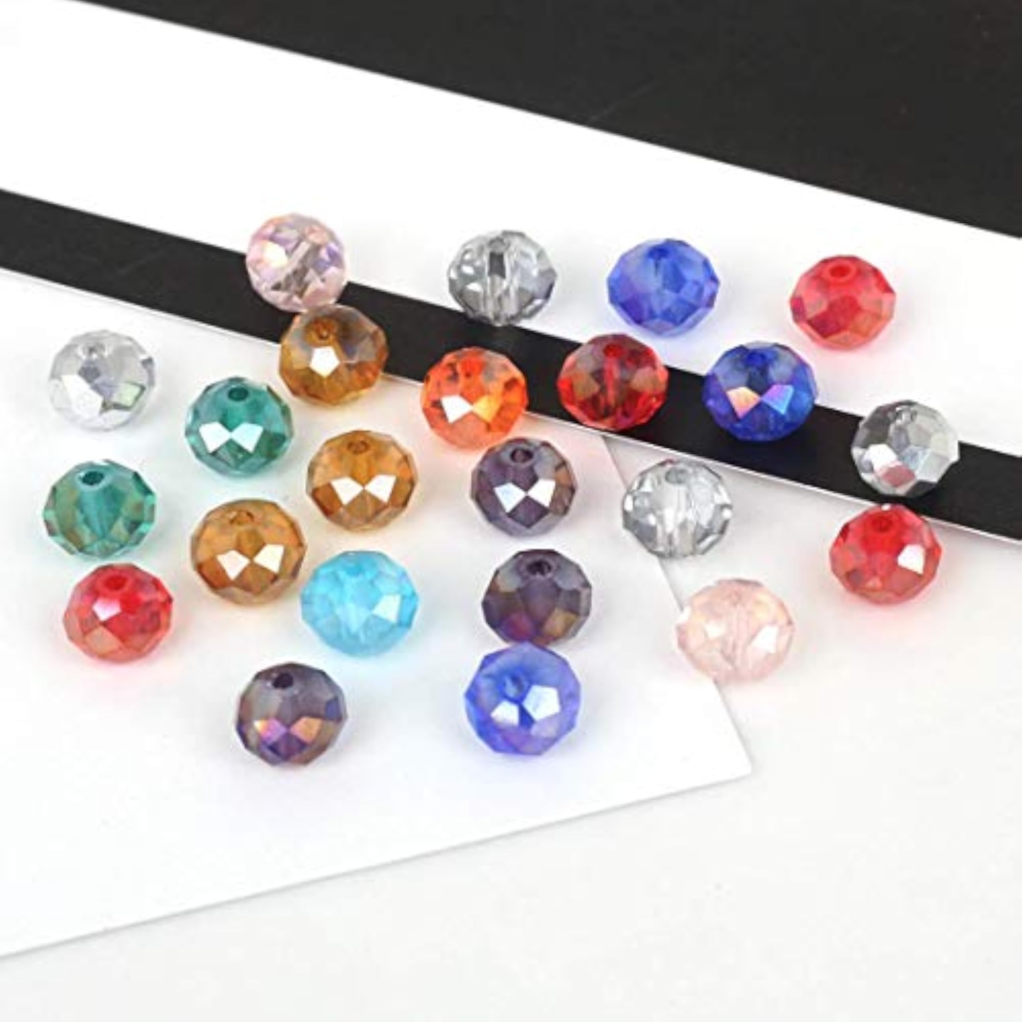 70Pcs Champagne AB Rondelle Austria Faceted Crystal Beads