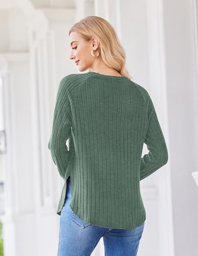 Image of Winter Tunic Tops for Women Loose Fit Dressy Crew Neck Pullover Basic Sweaters for Women 2025 (G,L) Green