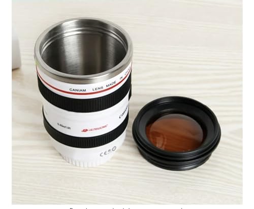Opiniones de Termo en Forma de Lente de Camara los mejores 5. 42 TAZA THERMO BLANCA EN FORMA DE LENTE DE CAMARA CON TAPA CAFE