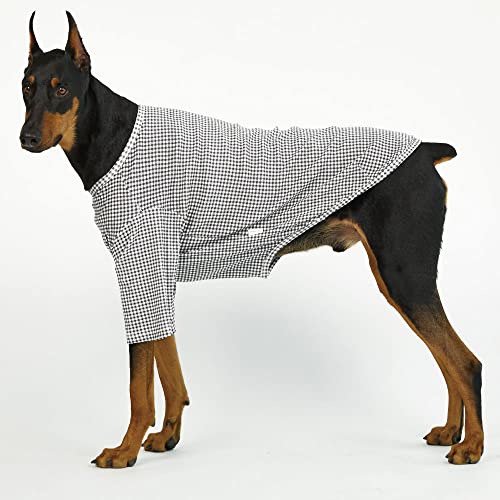 Lucky Petter Gingham Dog Shirt For Small Large Dogs Plaid T-Shirts Dog Cotton Shirt Soft Breathable Checkerboard Basic Shirts (4X-Large, Black) #TOP1