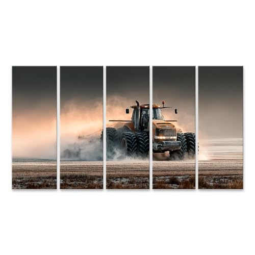 Impression sur toile tracteur moderne déco murale salon 5 pièces