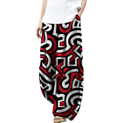 MARSVOVO Palazzo Pants for Women Dressy Elastic Waist Streetwear Hippie Pants Plus Size Casual Fall Harem Wide Leg Pants
