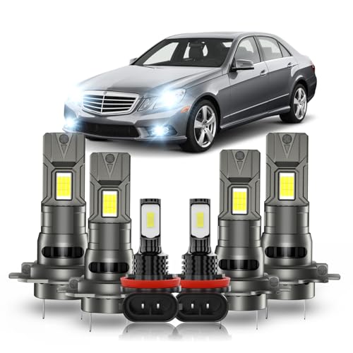 PCKXAZL For Mercedes-Benz E350 E63 AMG 2008-2013,E550 2008-2012 Fog Light Kit, H7 H7 Hi-Low Beam H8 Fog Lights,600% Brighter Lightness,Plug and Play,60,000+ Hours Lifespan(Pack of 6)