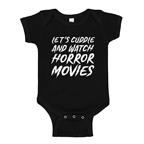 Image of Let's Cuddle and Watch Horror Movies Baby Bodysuit or Toddler T-Shirt Halloween Spooky Baby Clothes