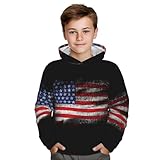 AuHomea American Black Flag Boy'S Sweatshirt Fleece Hoodie Cotton Blend Hooded Sweatshirt Plush Pullover Hoodie X-Large Size For Boys And Girls