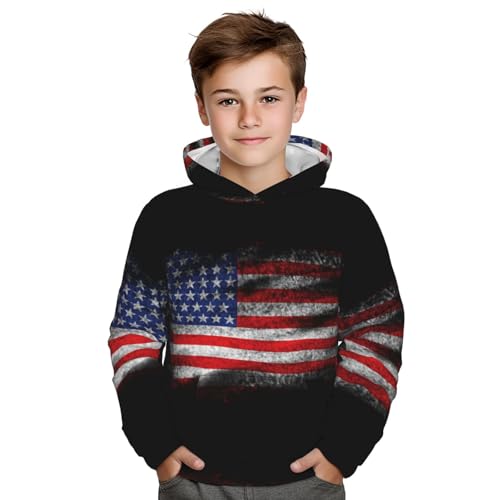 American Black Flag Boy'S Sweatshirt Fleece Hoodie Cotton Blend Hooded Sweatshirt Plush Pullover Hoodie Large Size For Boys And Girls