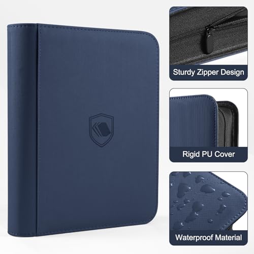 Image of Top Loader Binder 4 Pocket, Holds 160 Toploaders, 100 Toploaders INCLUDED | Toploader Binder for 3 inch x 4 inch Rigid Toploaders, Trading Card Binder for TCG, MTG, Sport Cards, PU Leather Cover, Side Loading