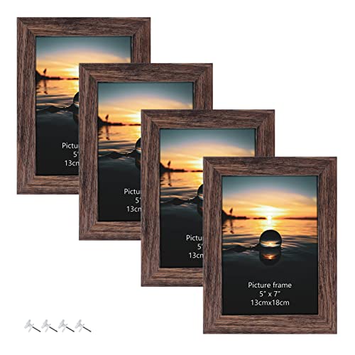 HORLIMER Lot de 4 cadres photo rustiques en bois de 17,8 x 12,7 cm Cover