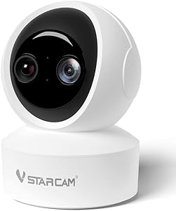 VSTARCAM Überwachungskamera Innen, Dual Kameras, 2K QHD mit 10x Zoom, 360° PTZ Baby & Haustierkamera, KI-Erkennung, Nachtsicht, 2-Wege-Audio, 2.4GHz WLAN, Plug&Play, Sicherheitskamera innen
