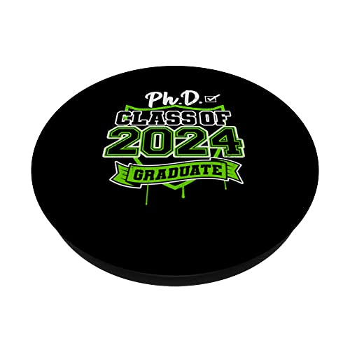 PHD Graduate Class of 2024 PopSockets Swappable PopGrip, Black - Image 2