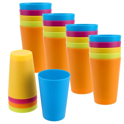 CHEUKYIU 50 Stück 260ml Plastikbecher Wiederverwendbare Becher 5 Farben
