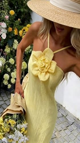 Image of Yiulangde Women's Backless Smocked Maxi Dress Sexy Spaghetti Strap Cut Out Flowy Beach Long Dress Vacation Casual Sundresses