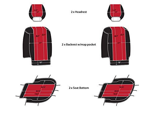 Carscover Custom Fit 2004-2008 Ford F150 Pickup Truck Neoprene Car Front Seat Covers Red Rose & Black Sides Driver & Passenger Cover #TOP6