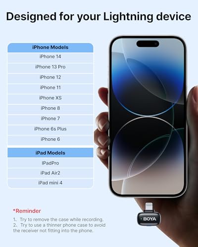 Image of BOYA mini 2 Wireless Microphone for iPhone with MFi Certified, AI Noise Cancellation, App Control, 48k Hz /24 Bit, 30H Battery Life with Charging Case,Lapel Microphone Wireless for Video Recording Vlog