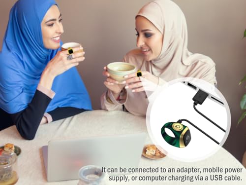 Hitopin Smart Ring Counter, Smart Tasbih Zikr Ring, Muslim Islamic Prayer Smart Rings,Tasbih Counter Smart Ring, Digital Electronic Smart Tally Counter, Tasbeeh Smart Counter for Prayer (Green, 20mm)