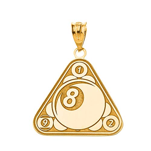 Certified 10k Yellow Gold Personalized Name Eight Ball Billiard Pool Cue Sports Pendant