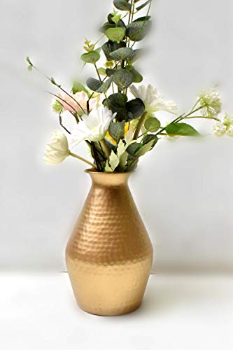 Image of Metal Flower Vase (Length 9 X Width 9 X Height 28 cm, Golden)