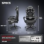 RESPAWN 110 Bonded Leather Gaming Chair with Lumbar Support, Padded Arms, Recline/Tilt Tension Controls, 275lb Max Weight, with Wheels for Computer/Desk/Office, Gray, Grey