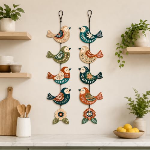 Image of Zesta Wooden Wall Hanging Decorative Items /Hanging Home Wall Decor Items /MDF Decoration Items for Home /Cute Wall Art For Living Room /Home Decor Items Living Room (Birds Toran 2)