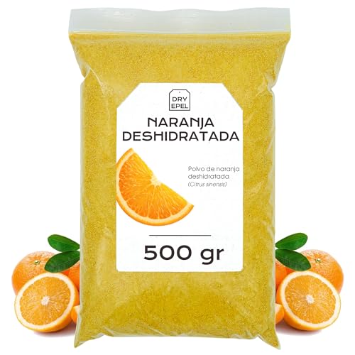 Naranja en Polvo 500 g - Naranja Deshidratada en Polvo - Fruta en Polvo - Sin Azúcar Añadido, Sin Conservantes, Sin Gluten (500 gr, Naranja en Polvo)