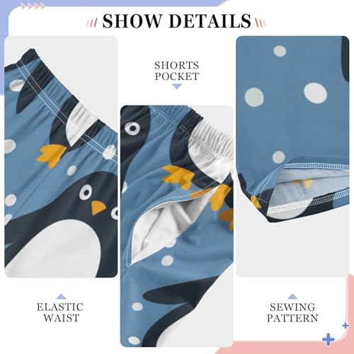 ZZXXB Penguin Winter Snow Print Boys Long Pants Soft Trousers Elastic Waist Kids Lounge Bottoms with Pockets S-XL4