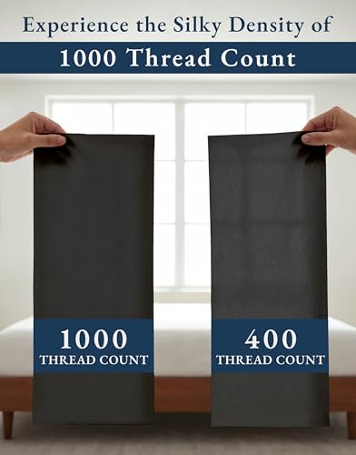 Image of LANE LINEN Split Top King Sheets 100% Egyptian Cotton Sateen - Black