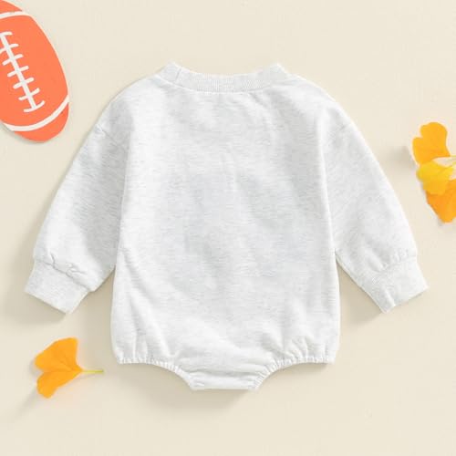 ZAXARRA Newborn Baby Boy Girl Fall Outfit Letter Football Print Embroidery Romper Long Sleeve Pullover Sweatshirt Jumpsuit4