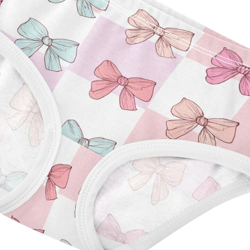 Wusikd Bows Checkered Girls' Underwear Cotton Girls Briefs Soft Toddler Underwear 2T4