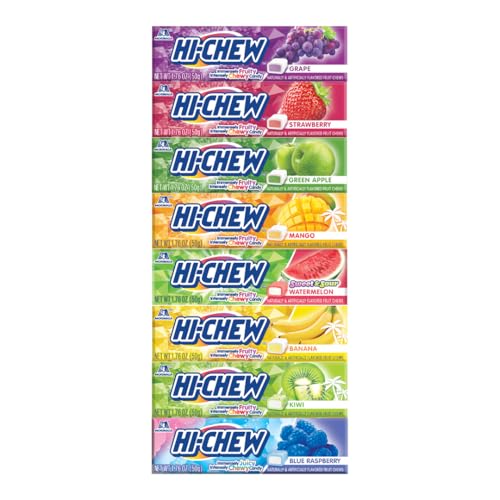 HI-CHEW Gummy Candy Sticks Variety Pack - 8 Assorted Flavored Halloween Candy -(1.76oz, Pack of 8)