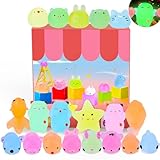 Mini Squishys Lindos Juguete Suave de Alivio de Estrés, Juguete Pegajoso de Silicona Animales para Niños y Adultos, Sin tóxico, Patrón de Animales al Azar (30 Pcs - Fluorescentes)