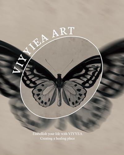 Image of VIYYIEA Vintage Gold Framed Wall Art for Living Room, Black Butterfly Canvas Prints Home Decor, Halloween Gothic Painting Picture, Bedroom Wall Decor Gifts for Friends or Family -(10L x 8W)