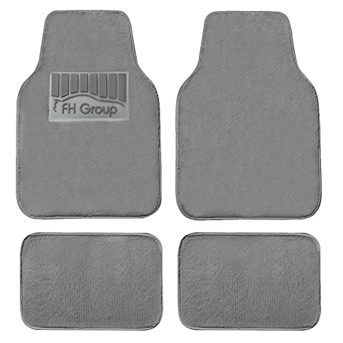Image of FH Group Universal Fit Full Set Doe16 Faux Rabbit Fur Automotive Floor Mats fits most Cars, SUVs, Trucks and Vans Gray