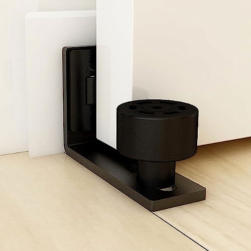 Wolfbird Floor Guide 2 Doors Adjustable Sliding Barn Door Bottom Roller Guide Wall Mount Hardware Black, A-Style (2PCS) - Image 3