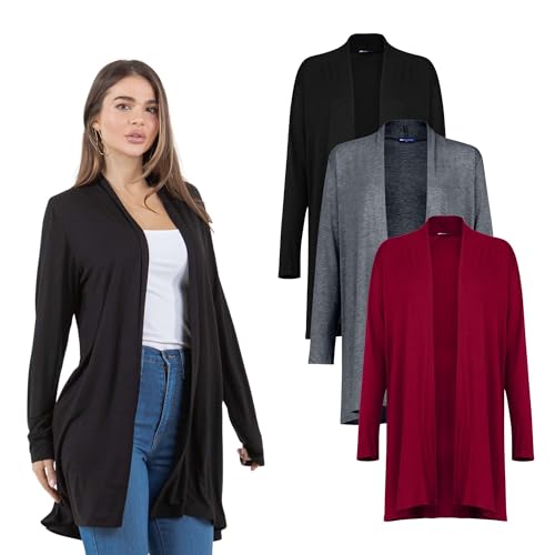 Azules Lightweight Cardigan for Women - Open Front, Flowy, Longer Length & Stylish - Long Sleeve Womens Cardigan Light Jacket